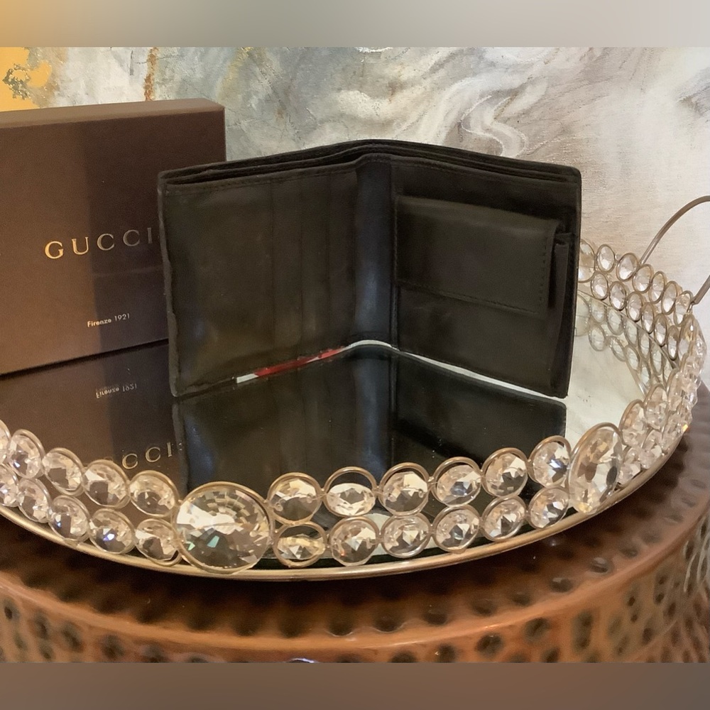 🔥GUCCI🔥 Micro Guccissima GG Black Leather Bi-Fold Wallet - Picture 3 of 14